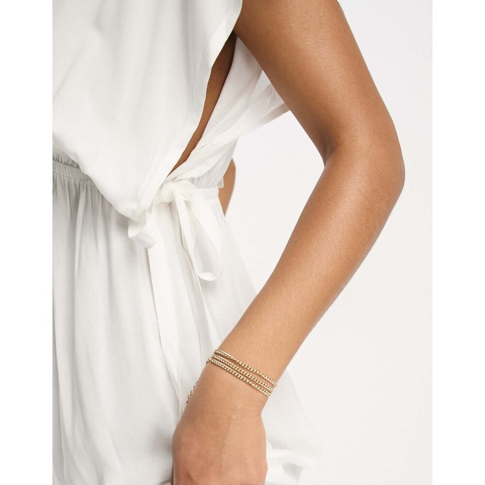 ASOS Maternity White V-Neck Maxi Dress Butterfly Sleeve Empire Waist Boho - Picture 7 of 16